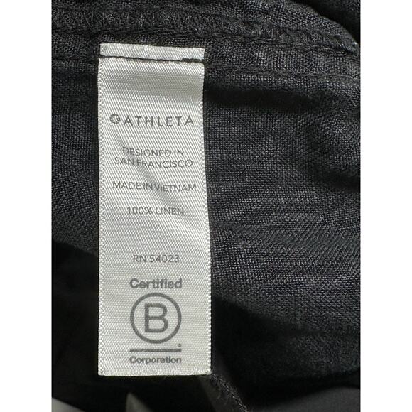 Athleta Pants Womens 8P Black Cabo Linen Wide Leg Pull On Casual Vacation Staple - Picture 5 of 9